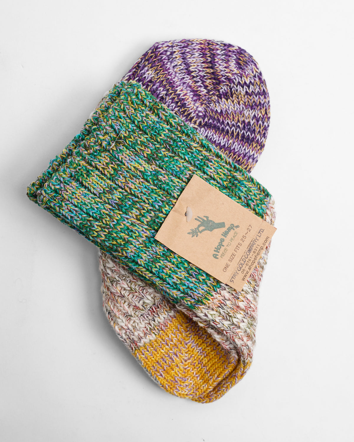 Melange Hemp Crew Sock in Green