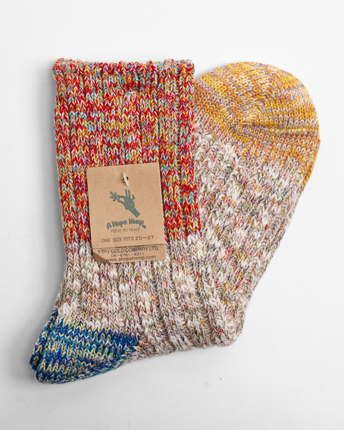 Melange Hemp Crew Sock in Red