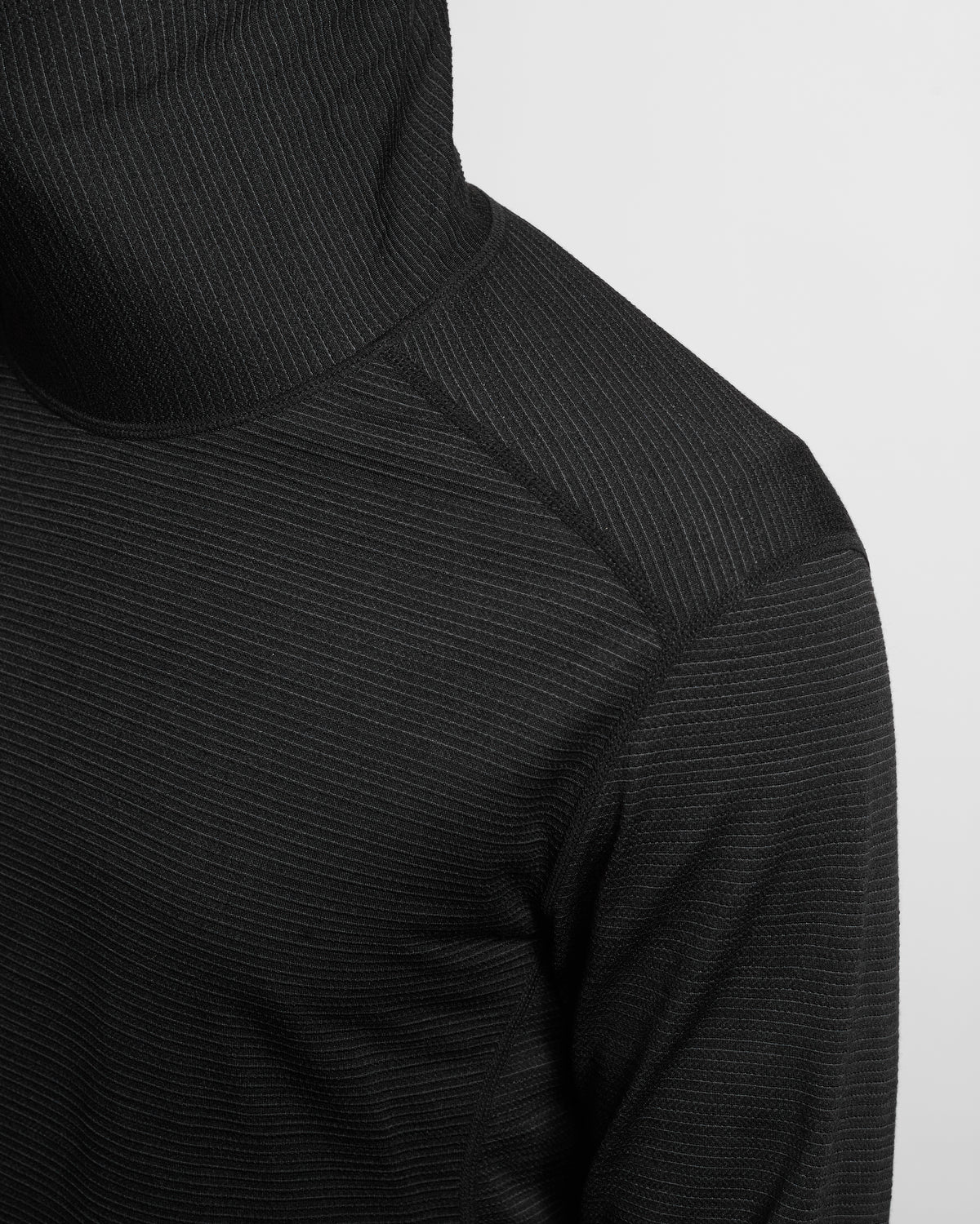Wool Stripe Hoody in Black