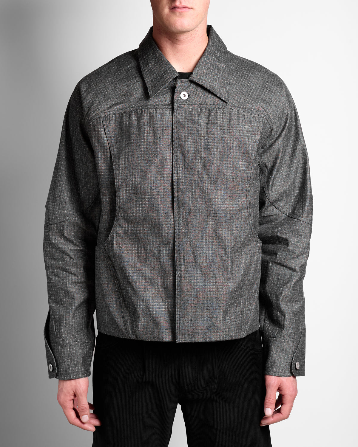 Coin Loop Jacket in Grid Denim