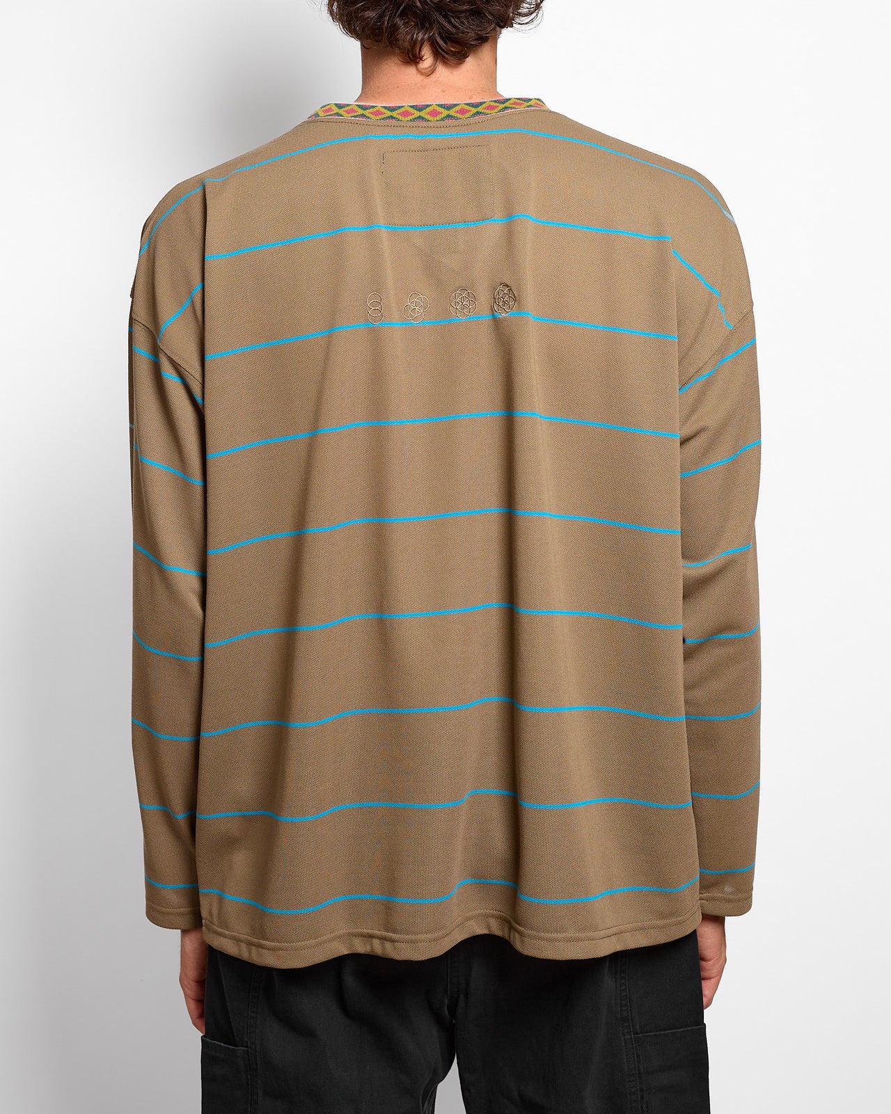 Ringer Collar Panel L/S Tee in Brown Khaki