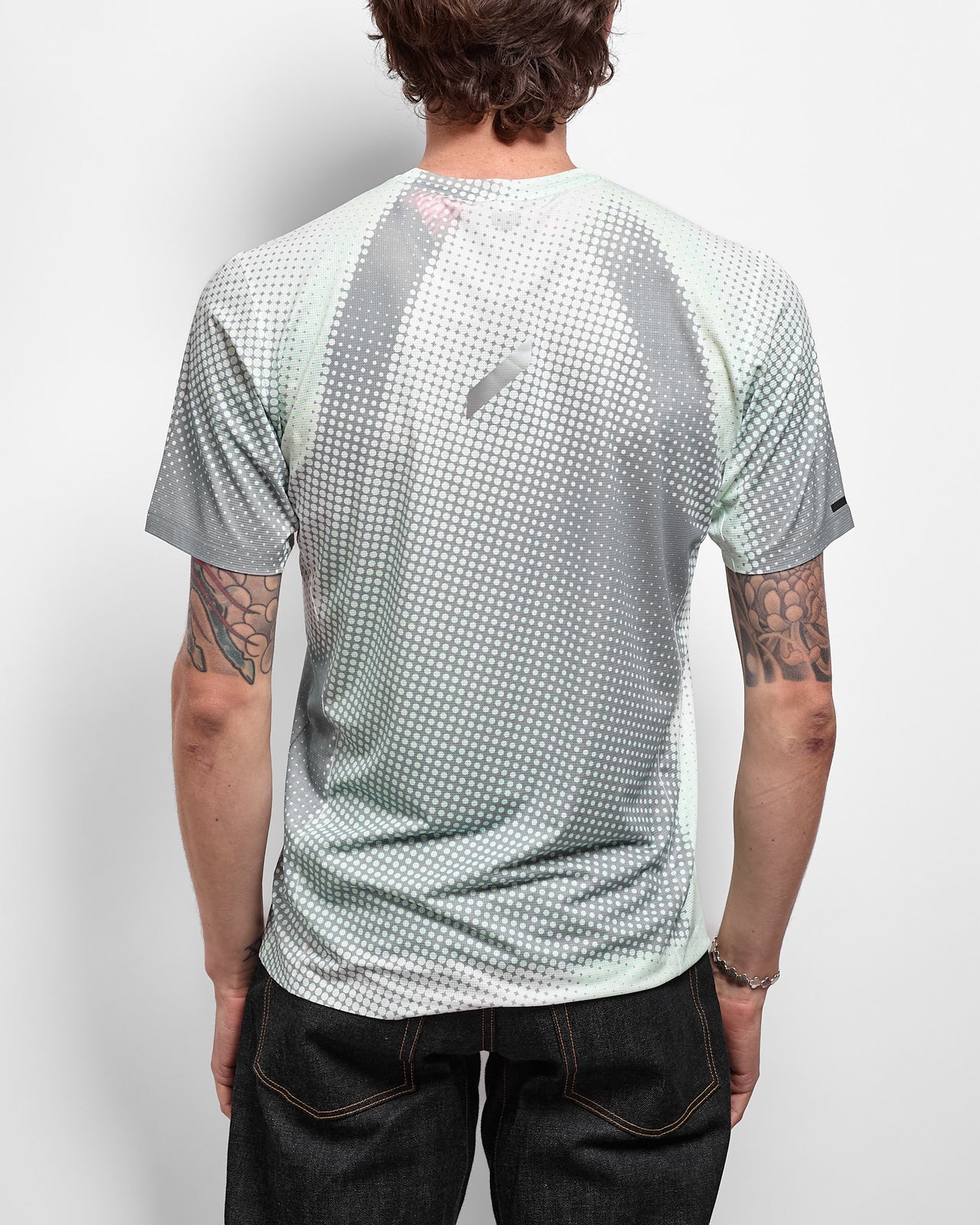 Printed Tech T in Grey/Sage Dots