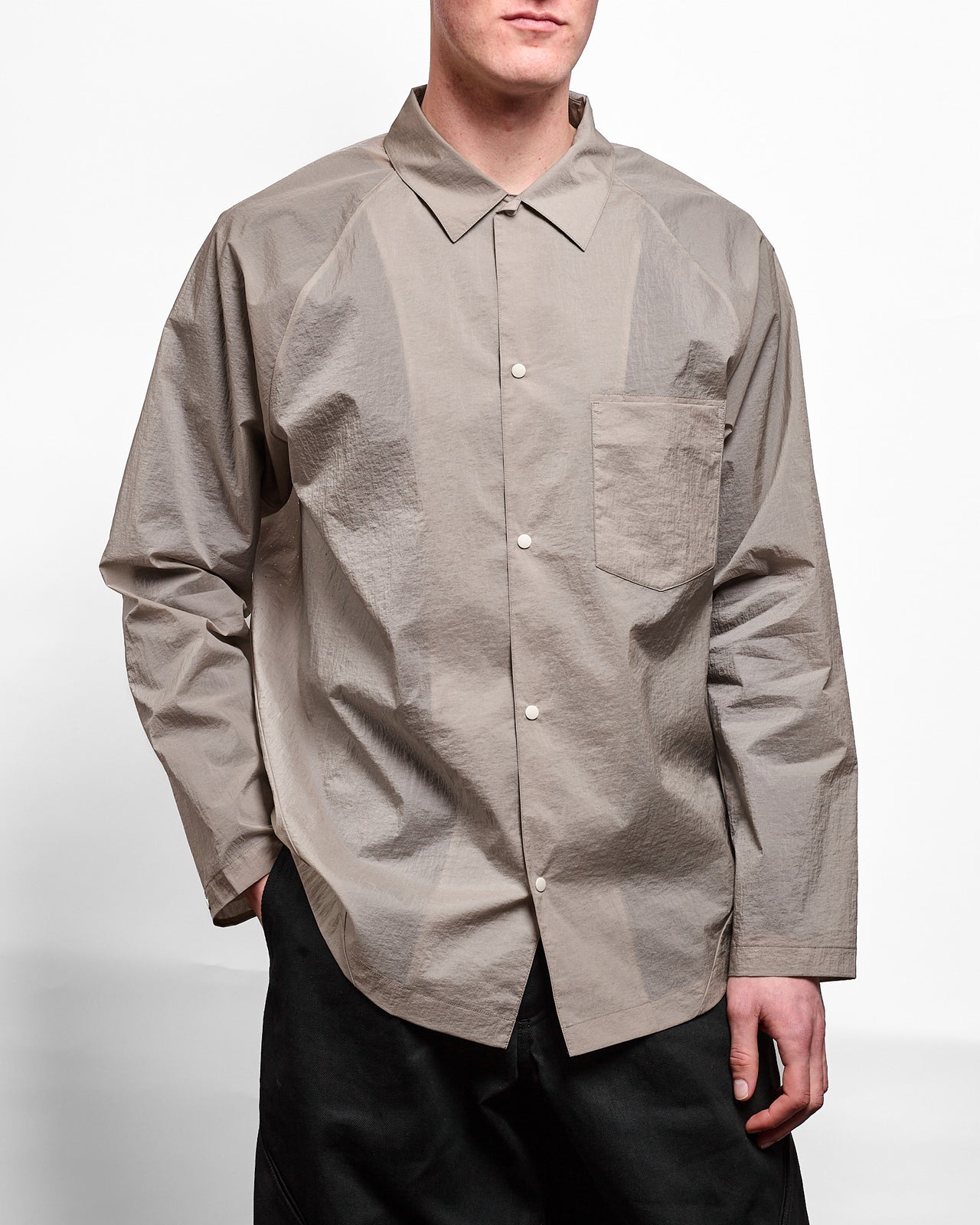 Sheer Nylon Wind Shirt in Arid Beige