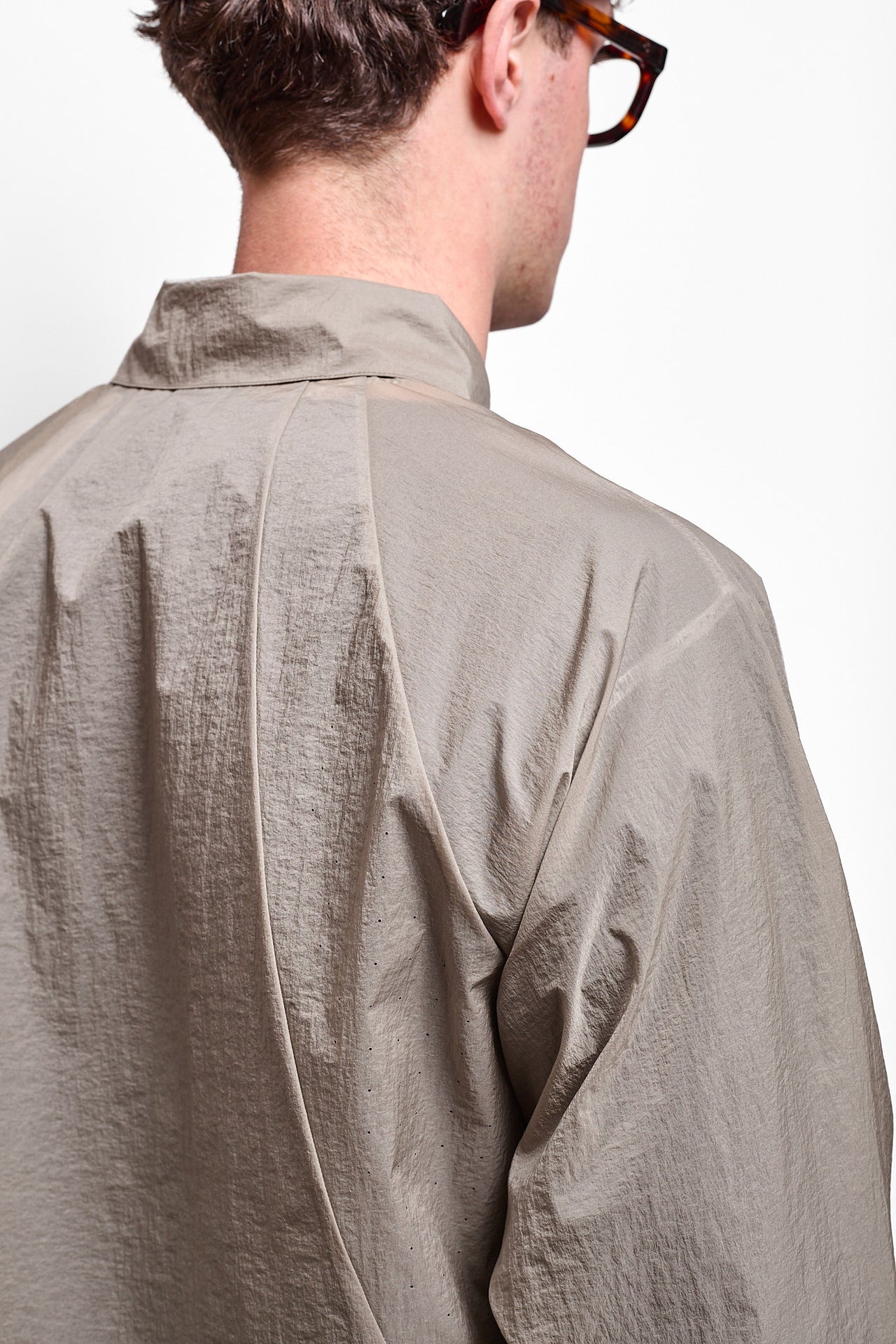 Sheer Nylon Wind Shirt in Arid Beige