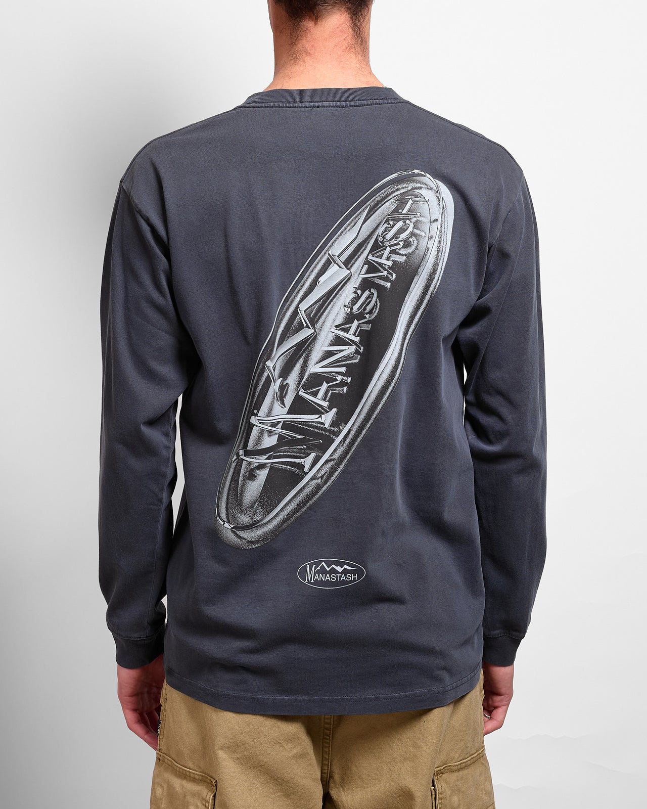 Pumice Metallic Logo L/S Tee in Navy