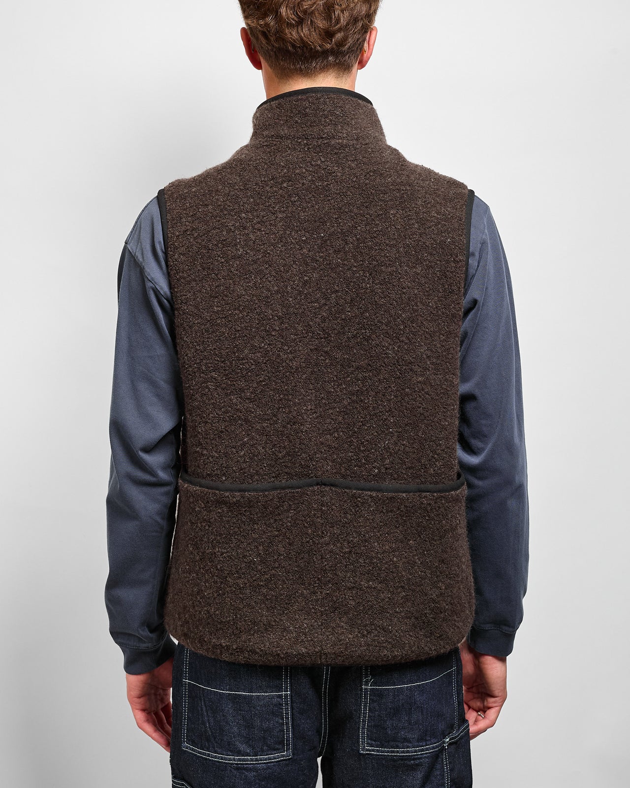 Recycled Wool Boa Vest in Dark Brown