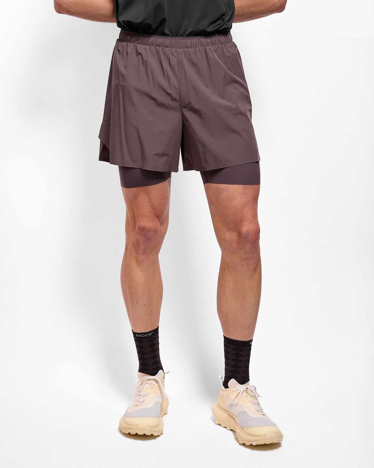 Dual Run Shorts in Dark Taupe