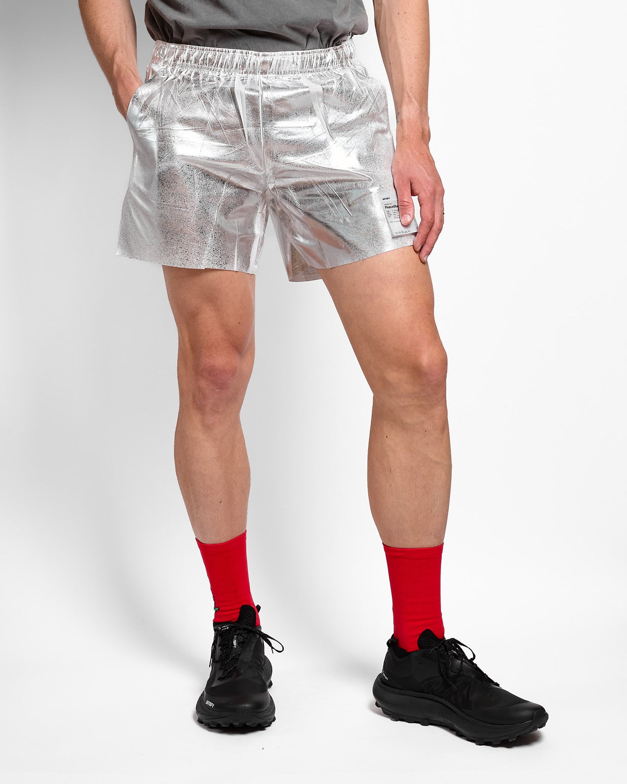 PeaceShell™ 5" Unlined Shorts in Silver Foil