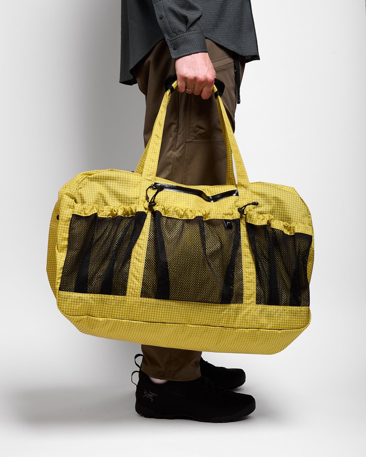 Race Bag in Grid Yellow Green