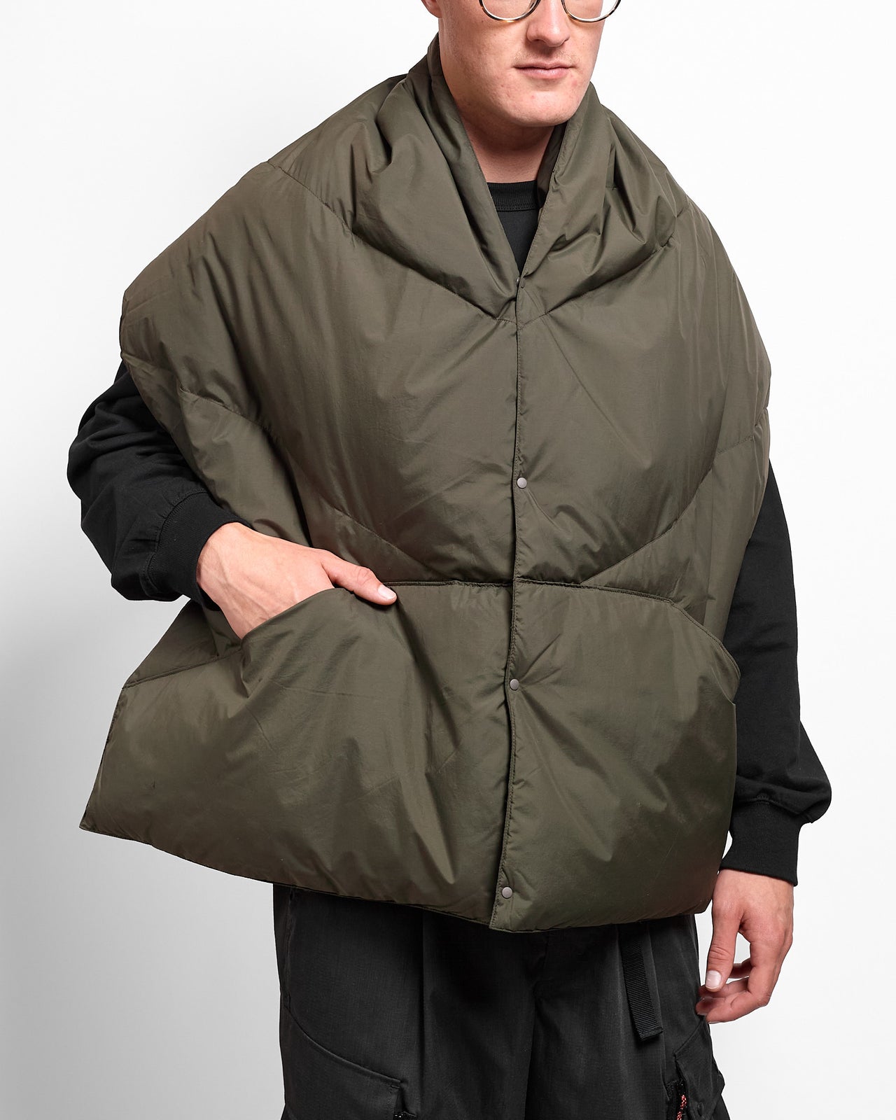 Down Poncho Muffler in Khaki