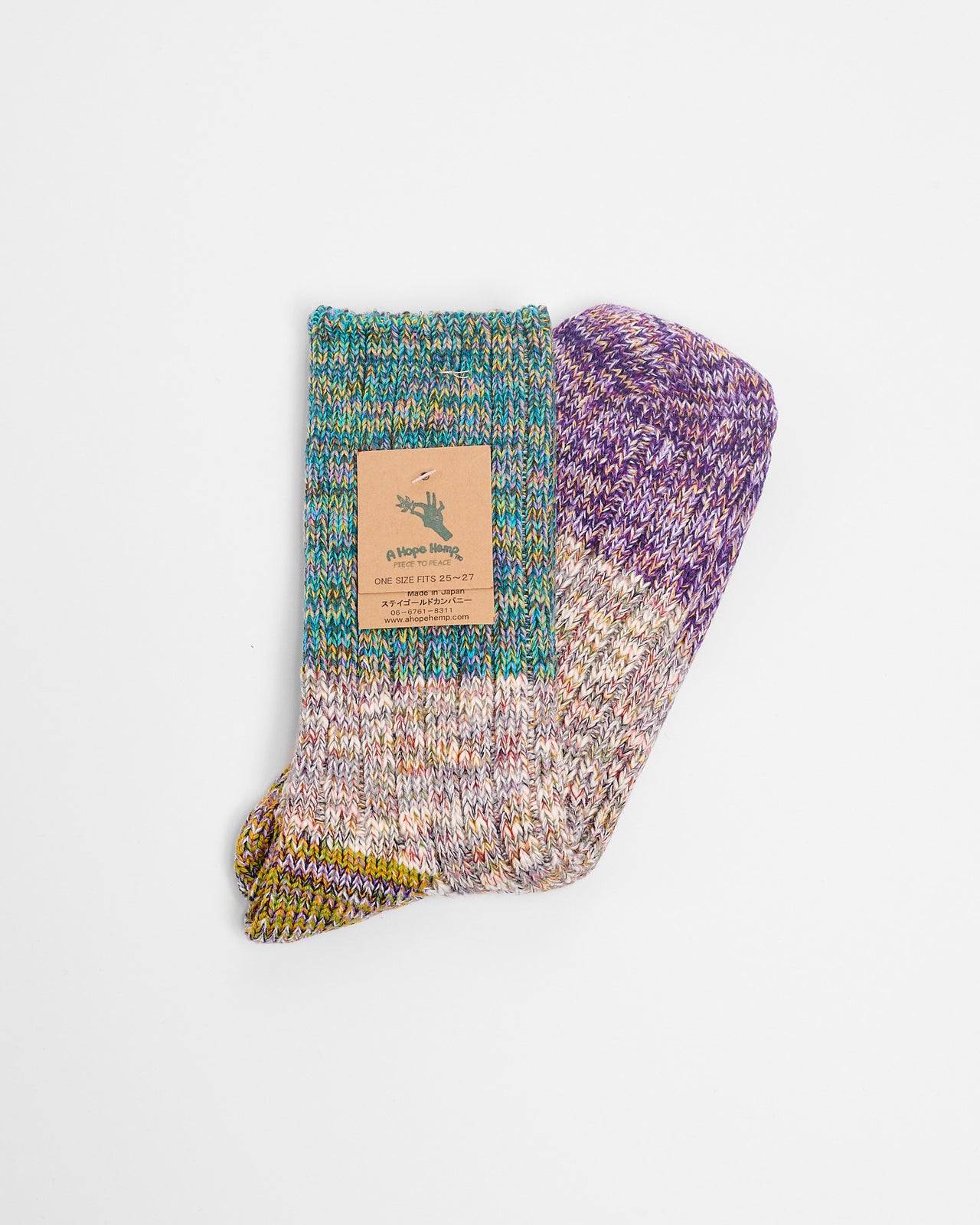 Melange Hemp Crew Sock in Green