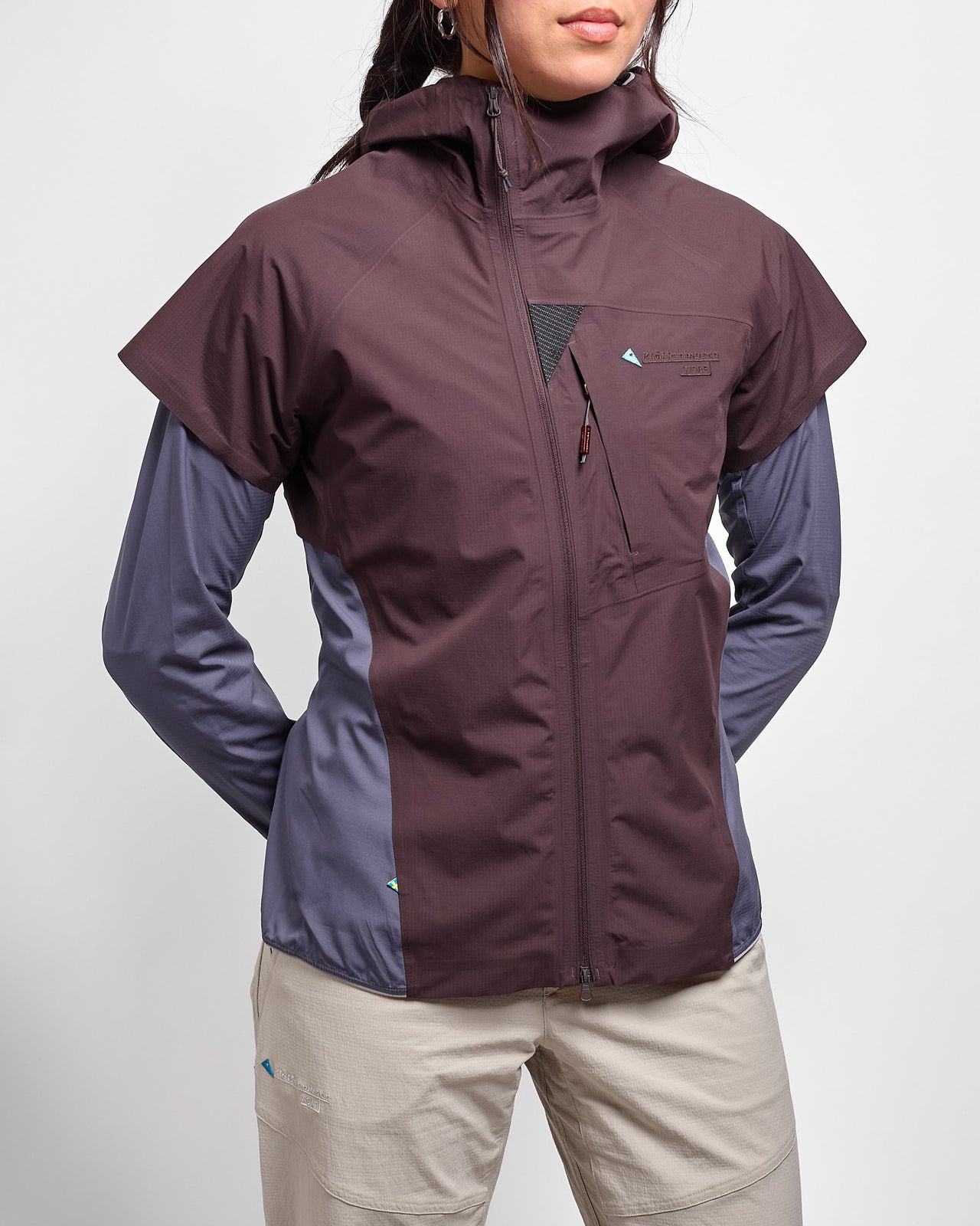 W's Vidre Hood Jacket in Brown Umber-Purple Stone