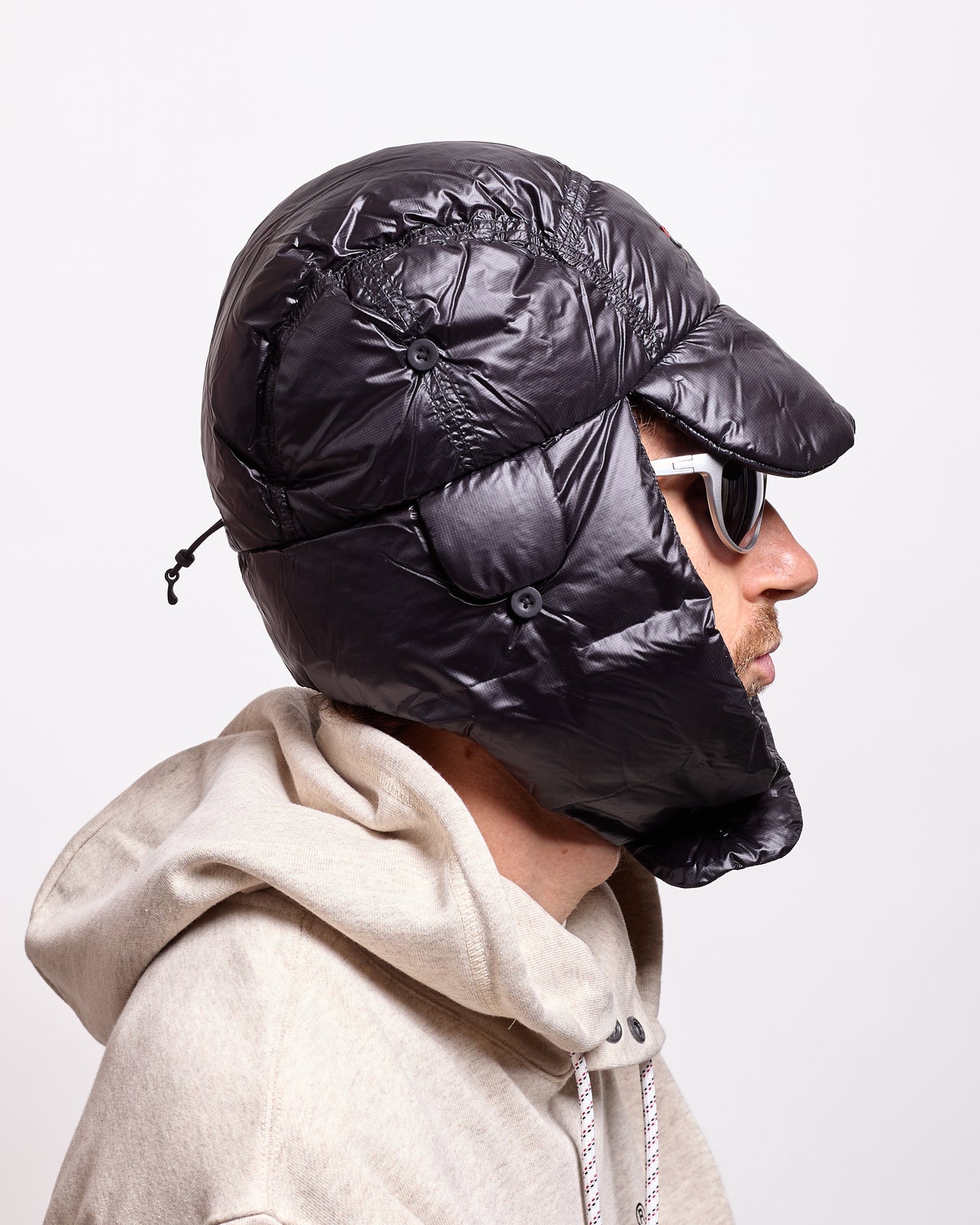 Mountain Lodge Down Ear Flap Cap in Black