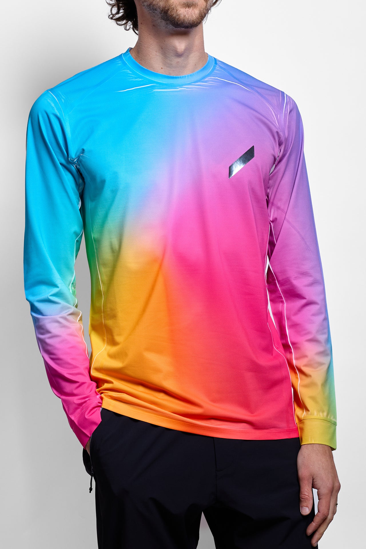 Long Sleeve Printed Tech T in Rainbow