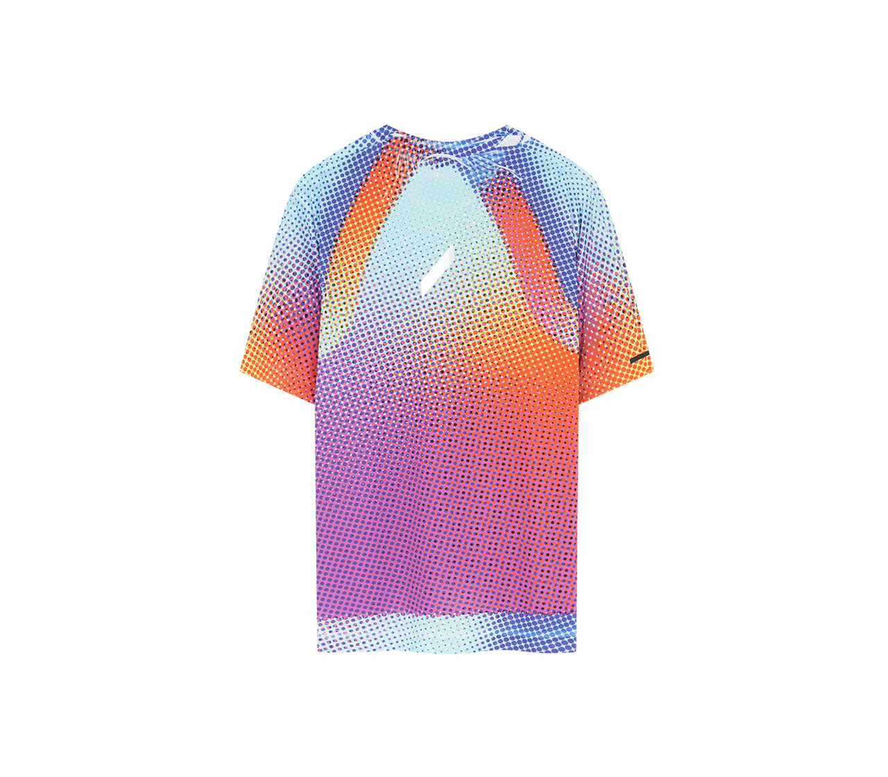 W's Printed Tech T in Blue/Rainbow Dot
