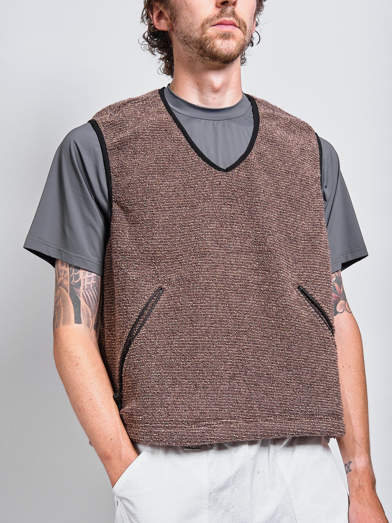 Samanto Pullover Fleece Vest in Sheep Brown