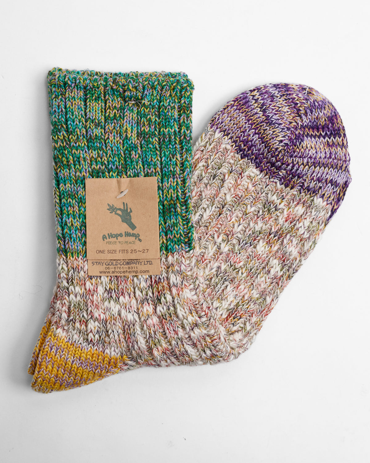 Melange Hemp Crew Sock in Green