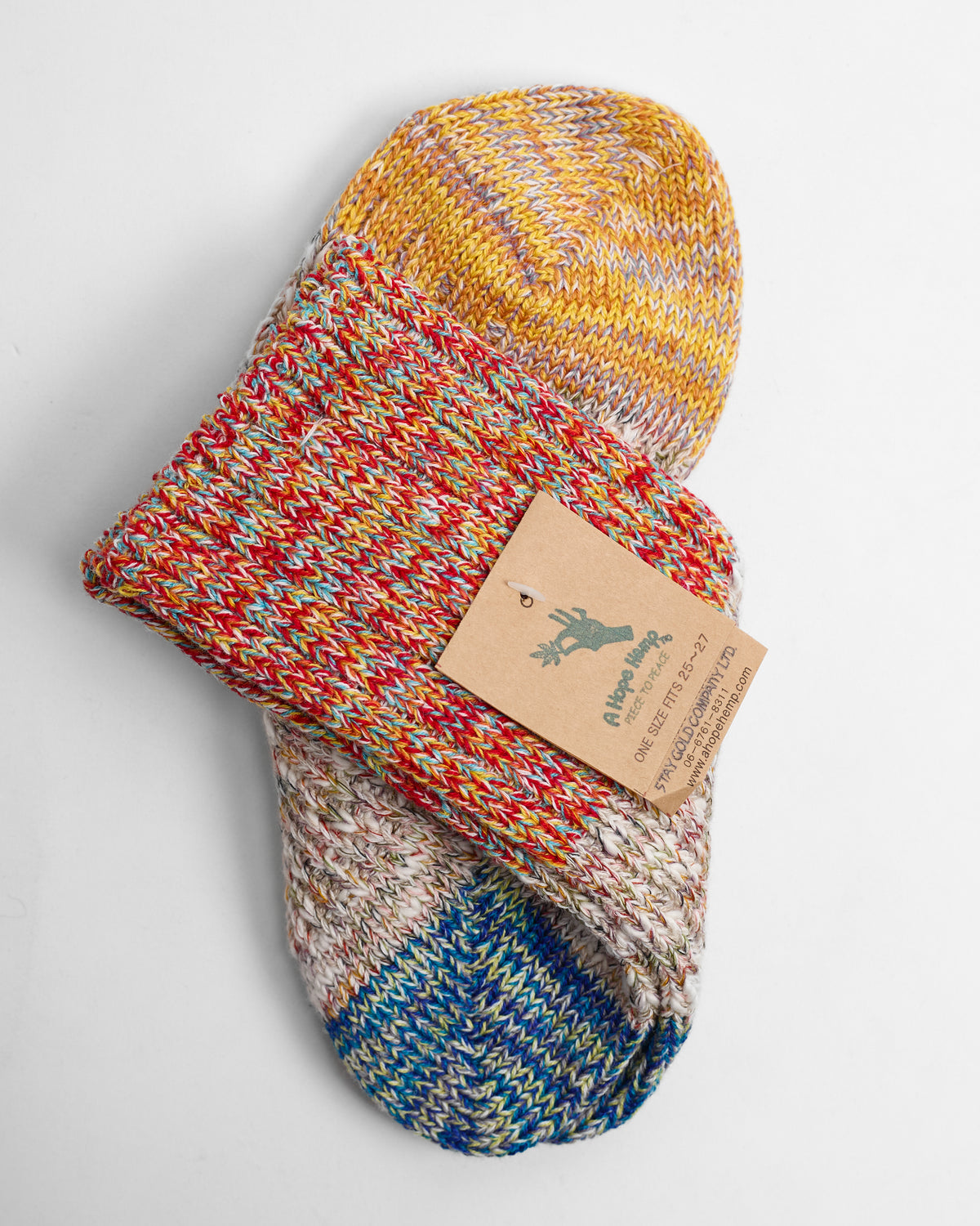 Melange Hemp Crew Sock in Red