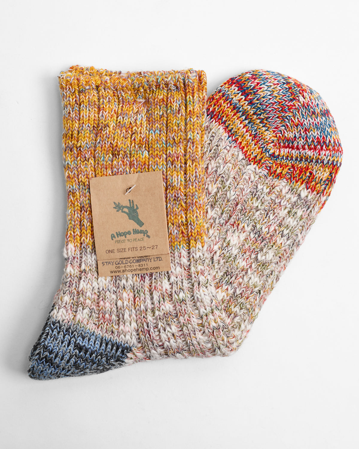 Melange Hemp Crew Sock in Yellow