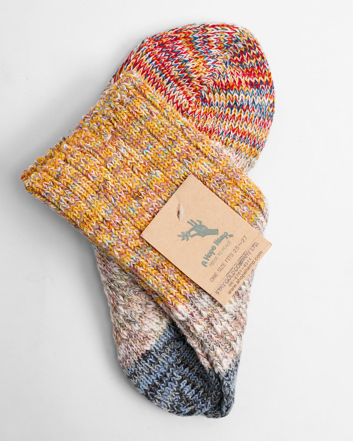 Melange Hemp Crew Sock in Yellow