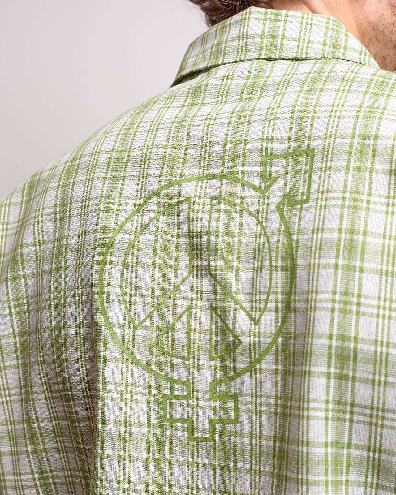 Half Zip Work Shirt in Sage/Grey/White