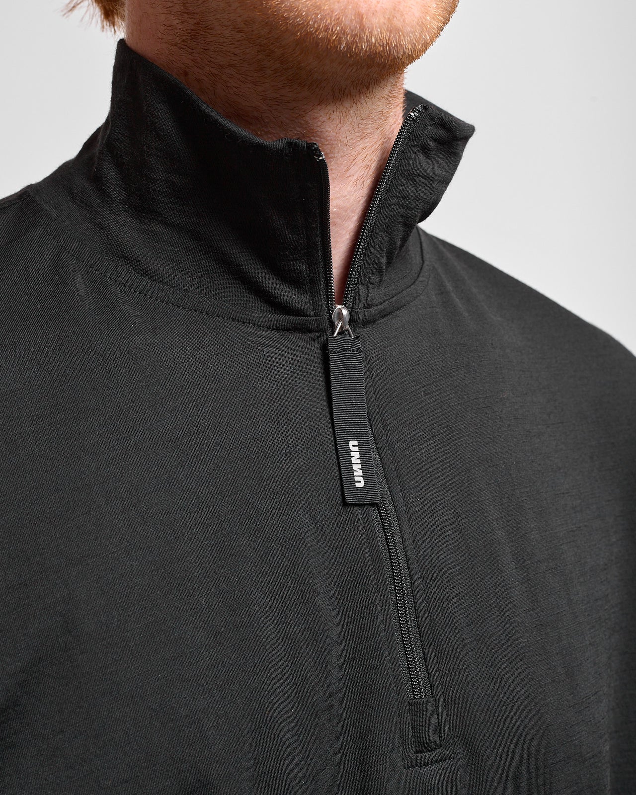 Zip-Up Wool Layer in Black