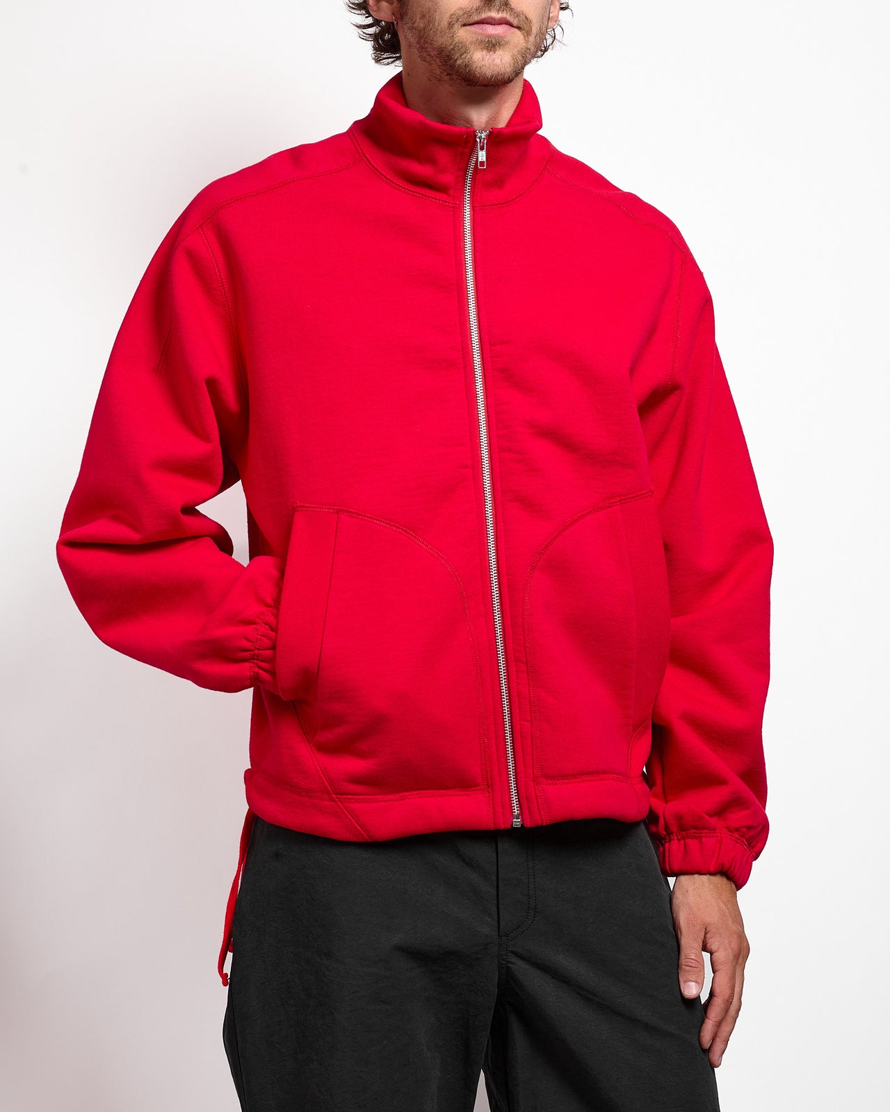 Knot Zipper Sweater in Rouge