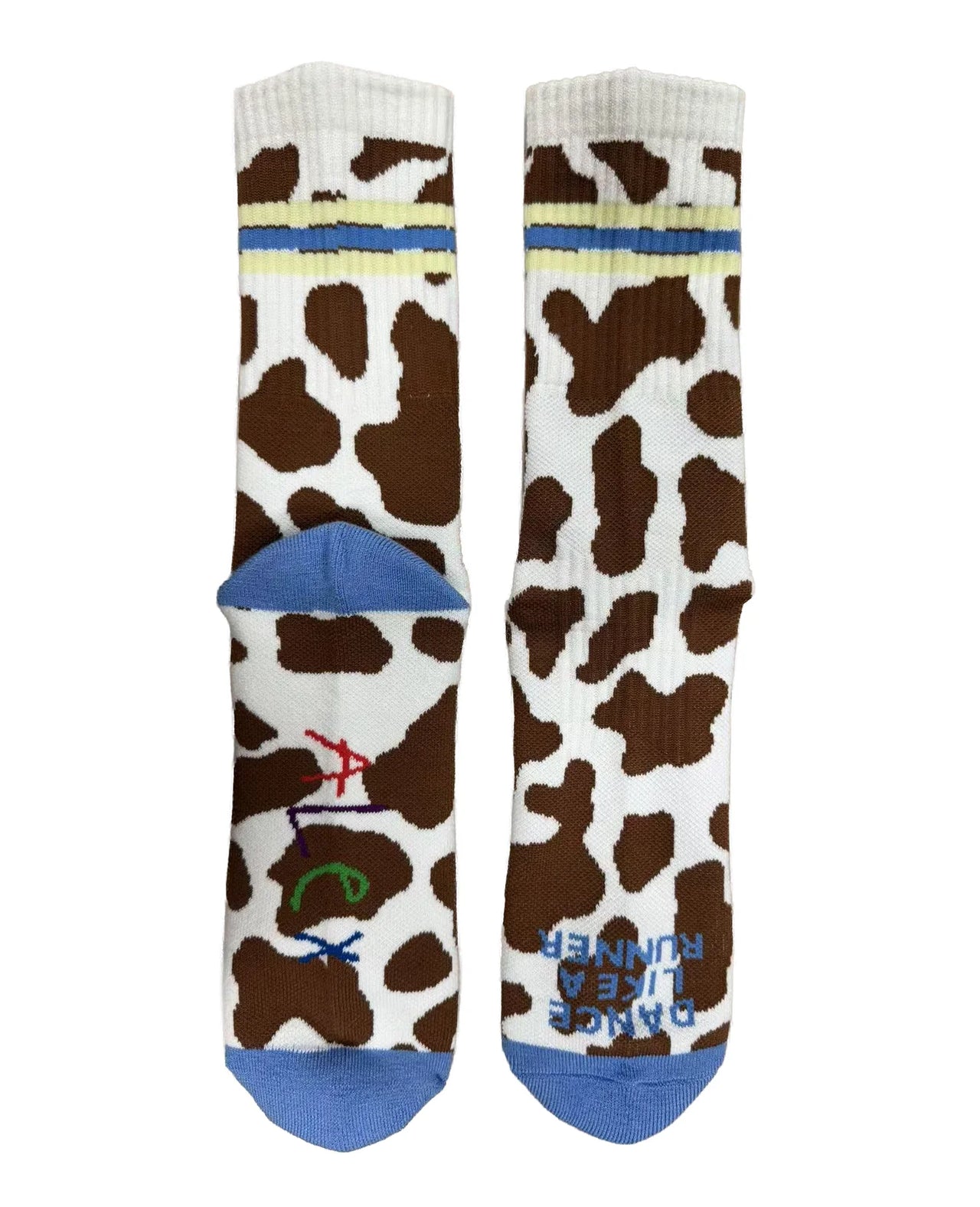 Dance Like A Runner Feet Huggers in Cow Print Blue