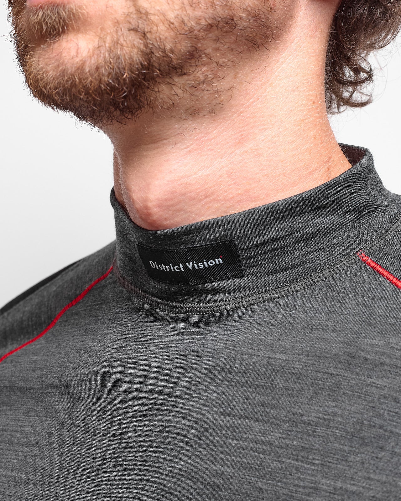 Merino Long Sleeve Mock Tee in Dark Melange