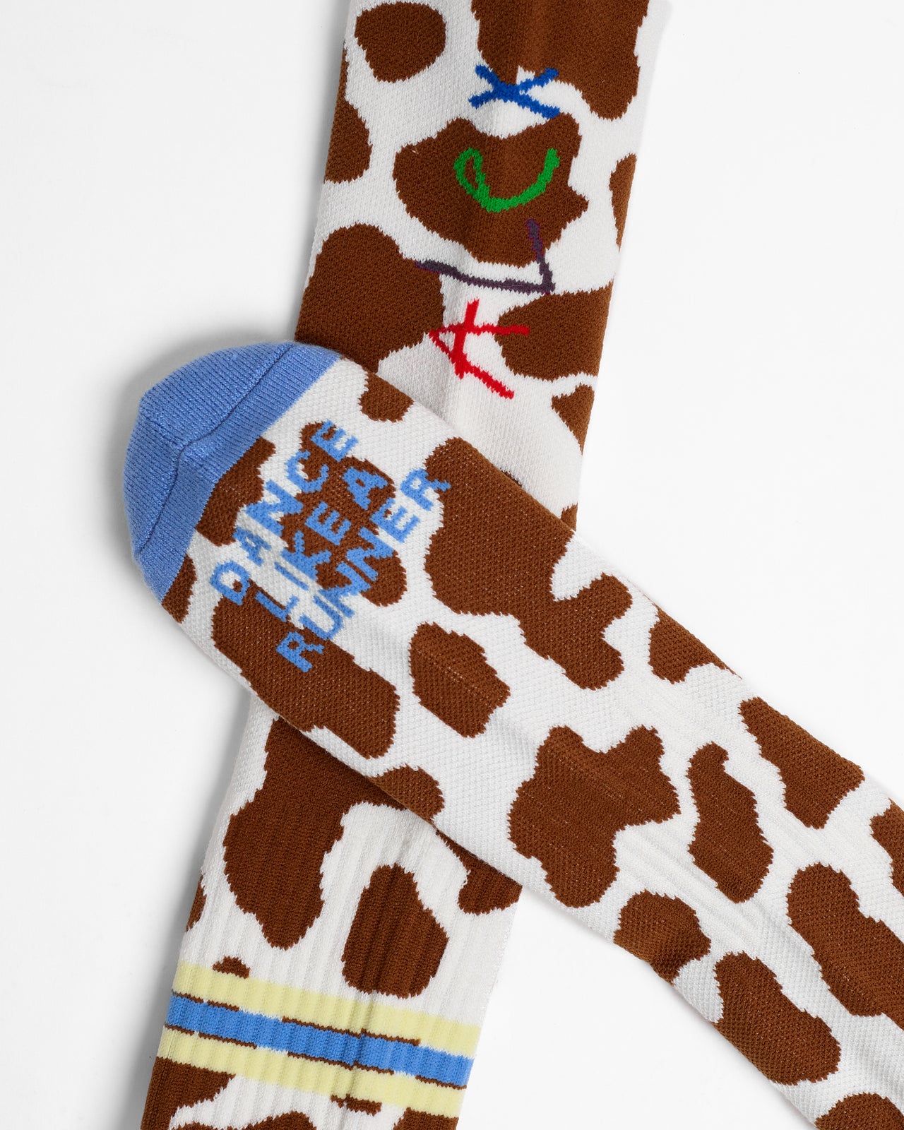 Dance Like A Runner Feet Huggers in Cow Print Blue