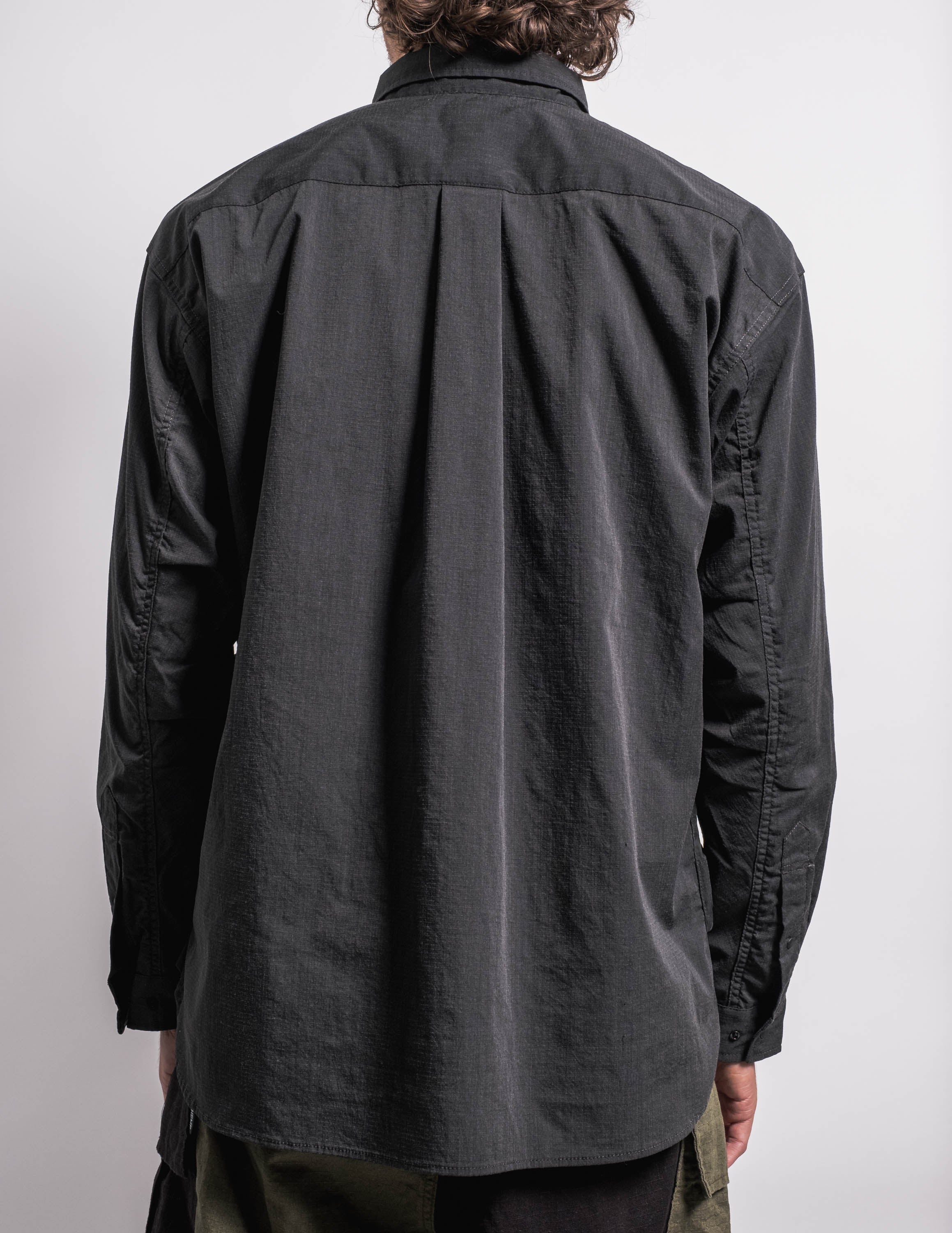 Takibi Ripstop Camp Shirt in Black ~ Windthrow