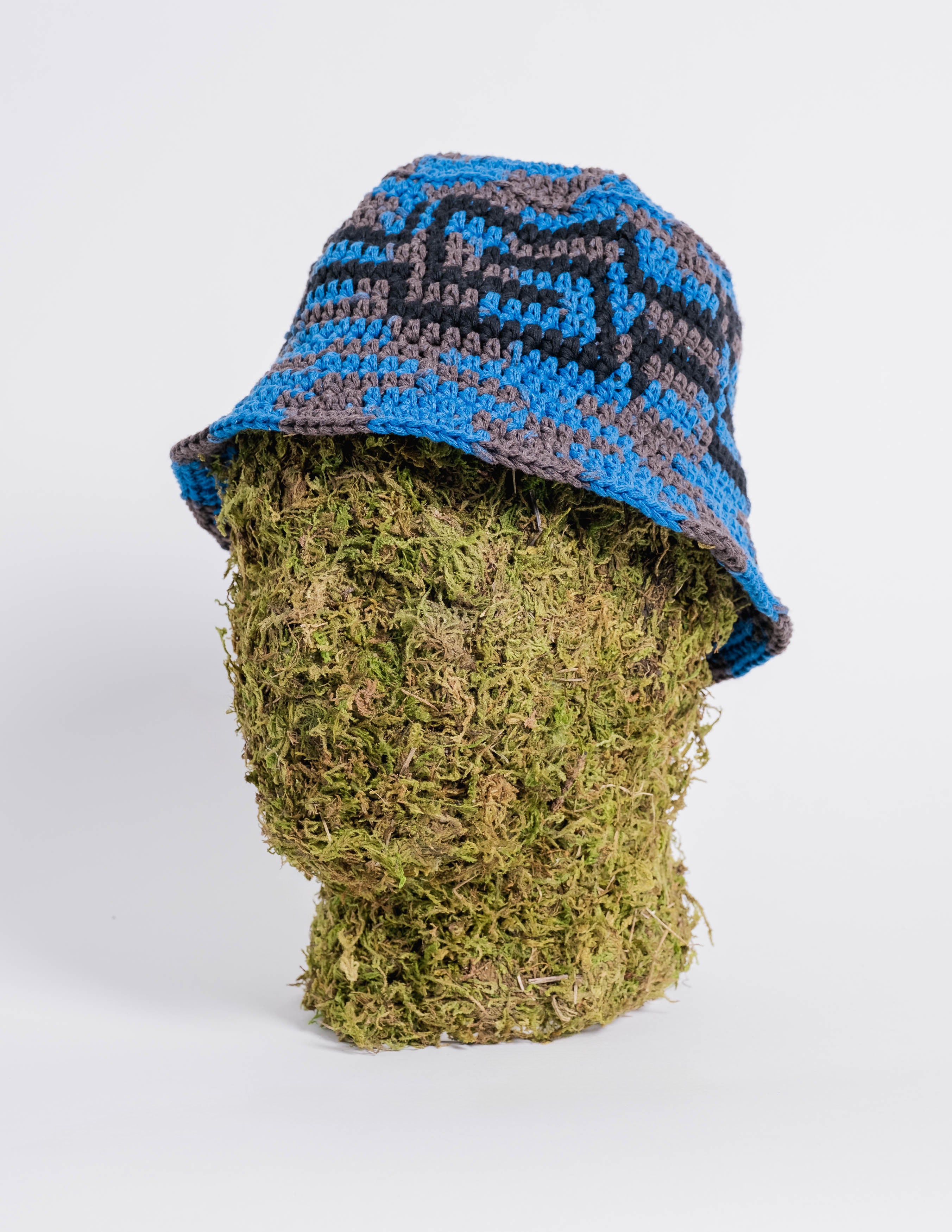 Crocheted Bucket in Royal/Brown ~ Windthrow