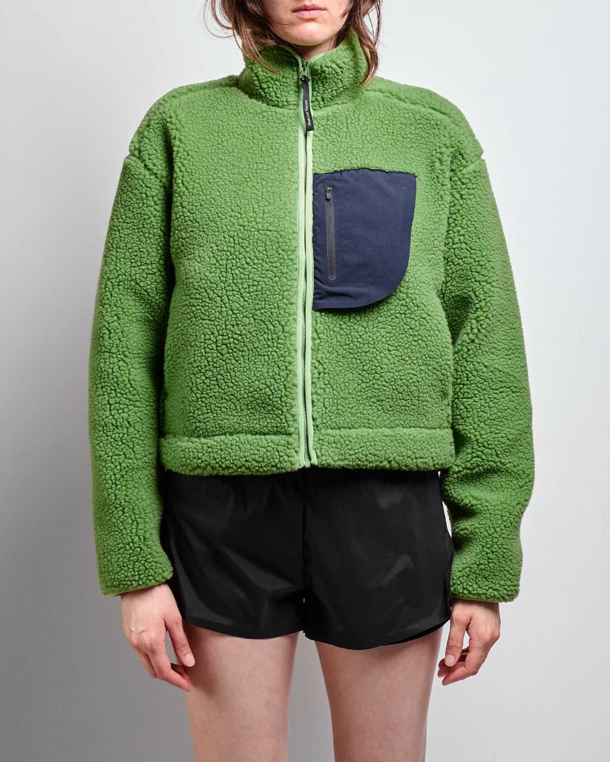 Cropped Wool Pile Fleece Jacket in Matcha