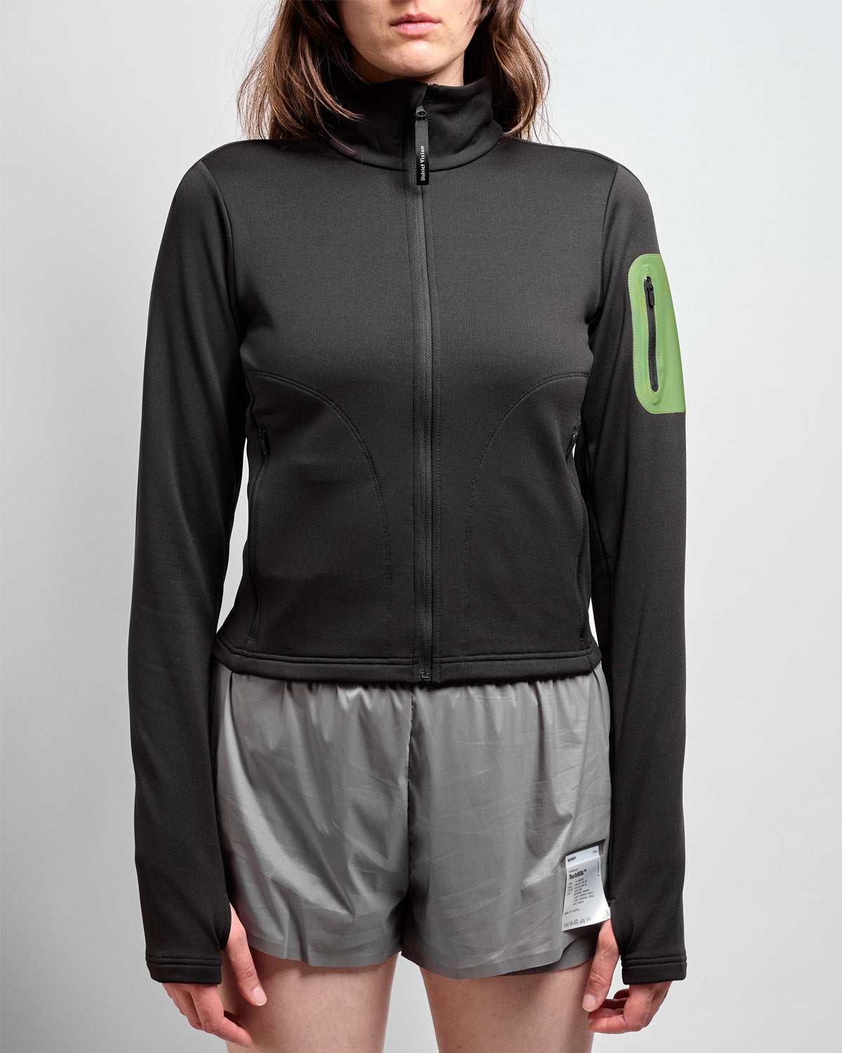 Full Zip Grid Fleece in Black