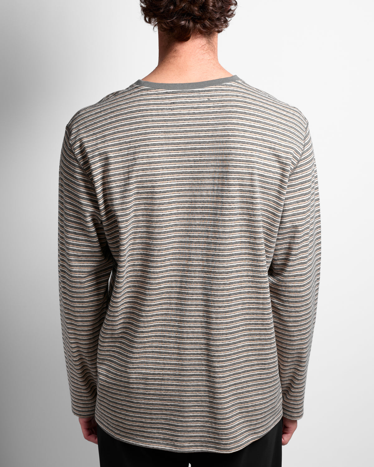 Long Sleeve Stripe Tee in Grey Stripe