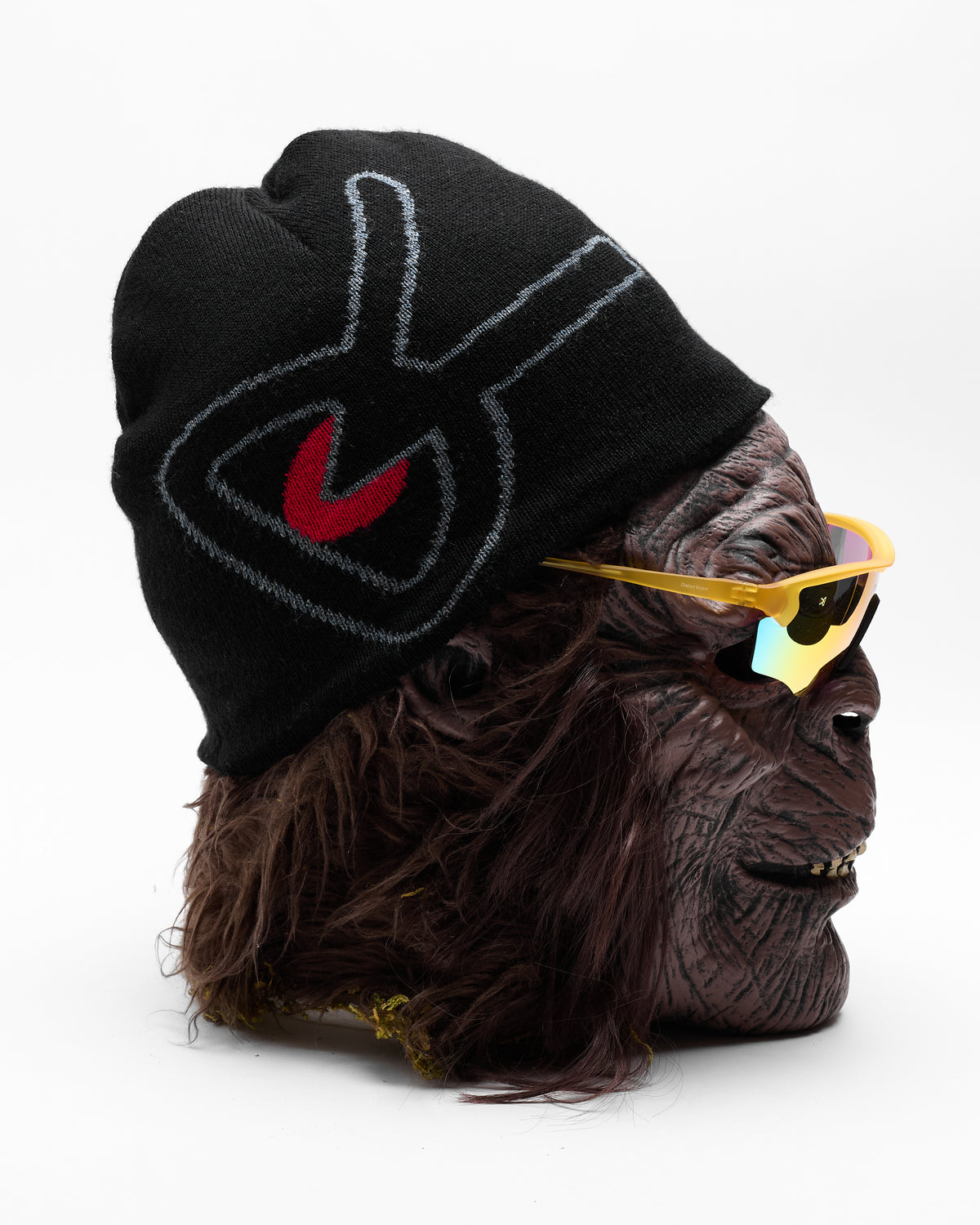 Merino Wool Beanie in Black/Red