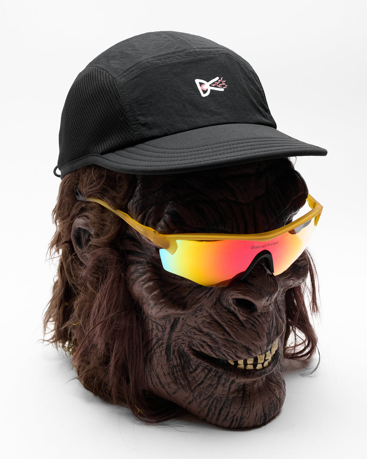 Nylon Paneled Mesh Hat in Black
