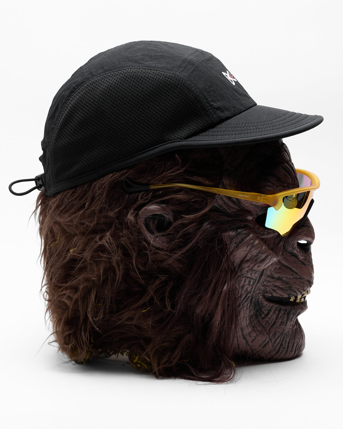 Nylon Paneled Mesh Hat in Black