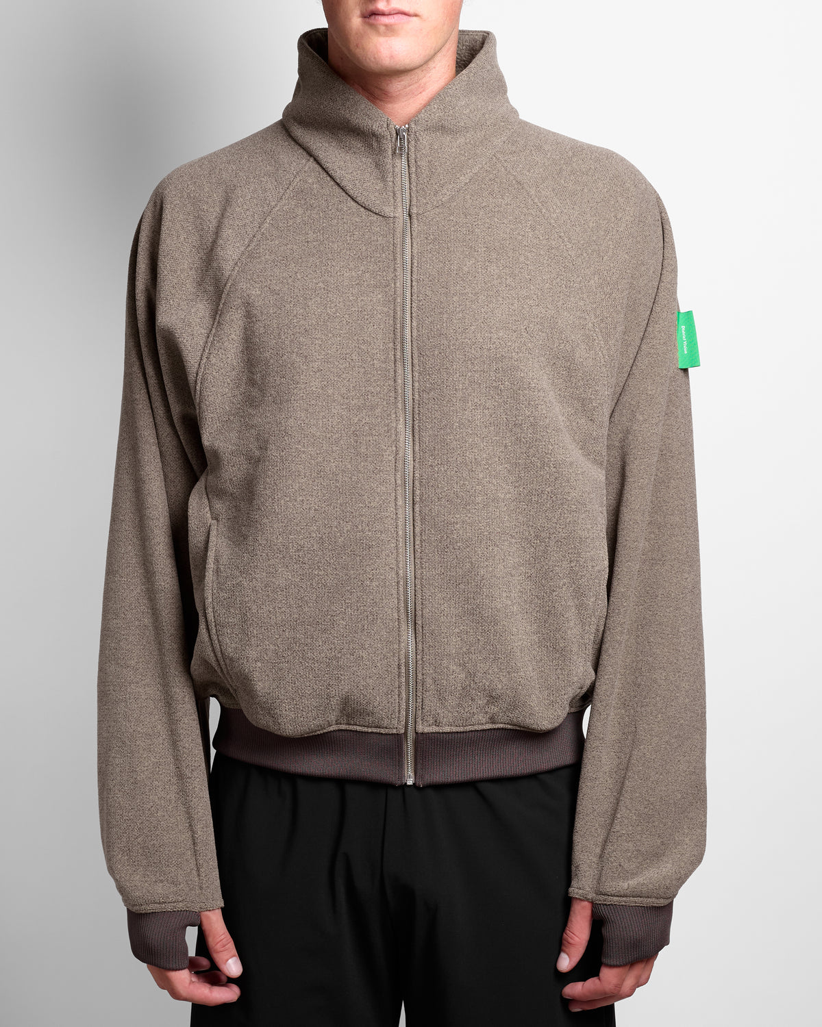 Reverse Brushed Full-Zip Fleece in Melange Brown