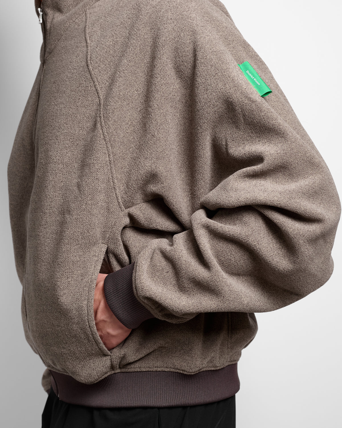 Reverse Brushed Full-Zip Fleece in Melange Brown