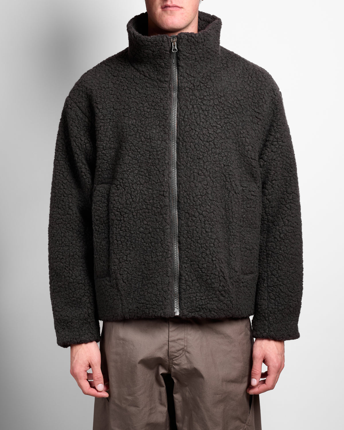 Deep Pile Fleece Jacket in Espresso