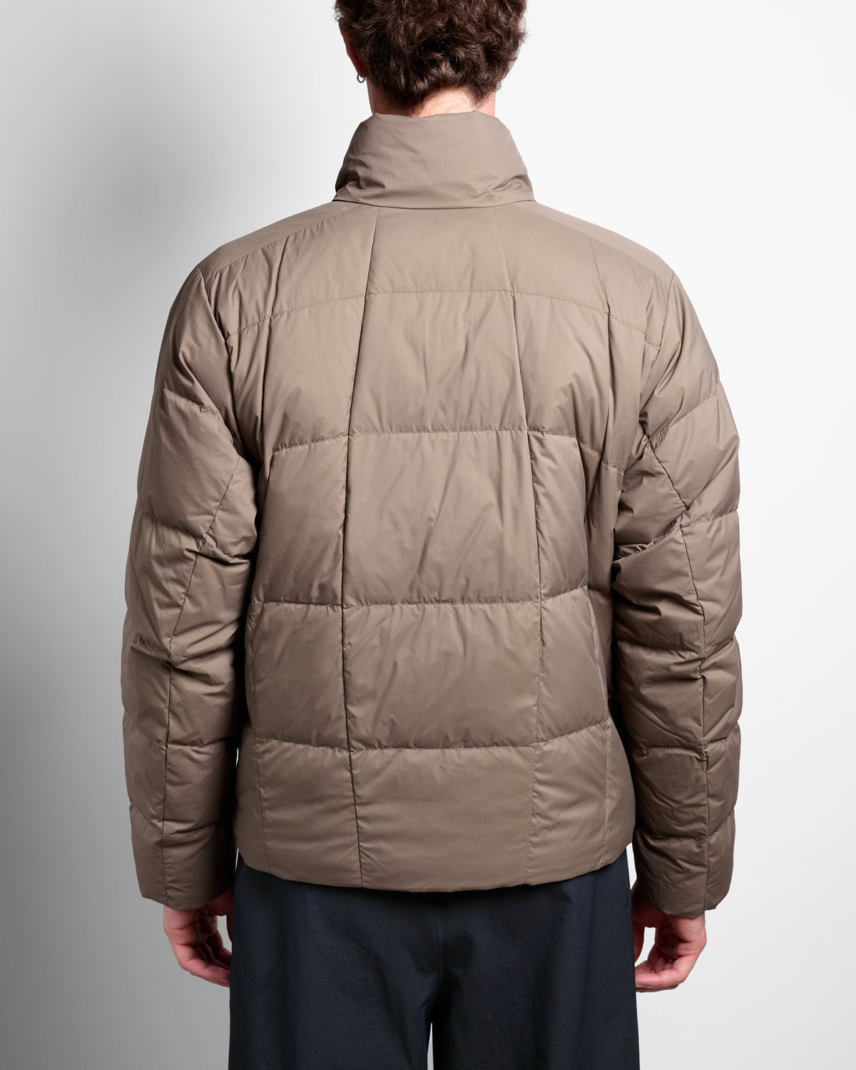 Gridded Down Jacket in Morel