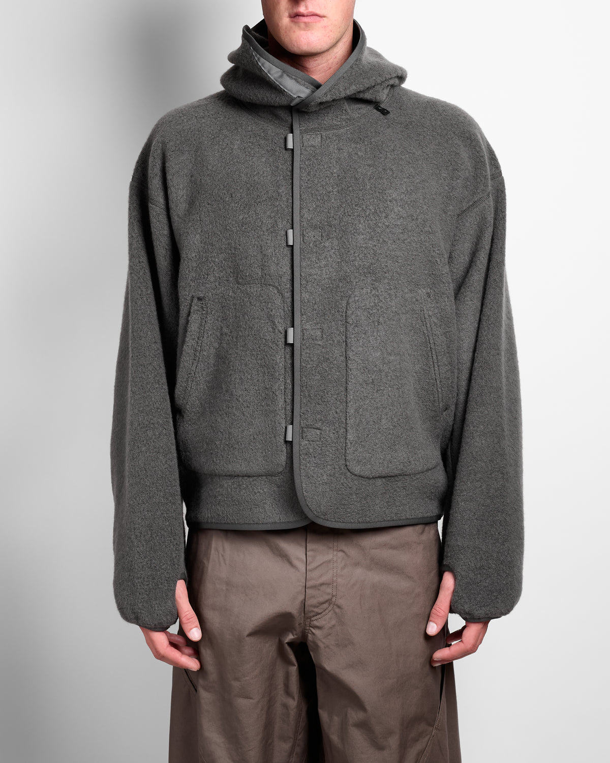 Wool Fleece Hoodie in Dark Lava