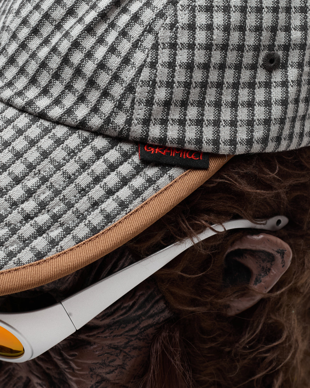 Long Bill Cap in Stone Dobby Plaid