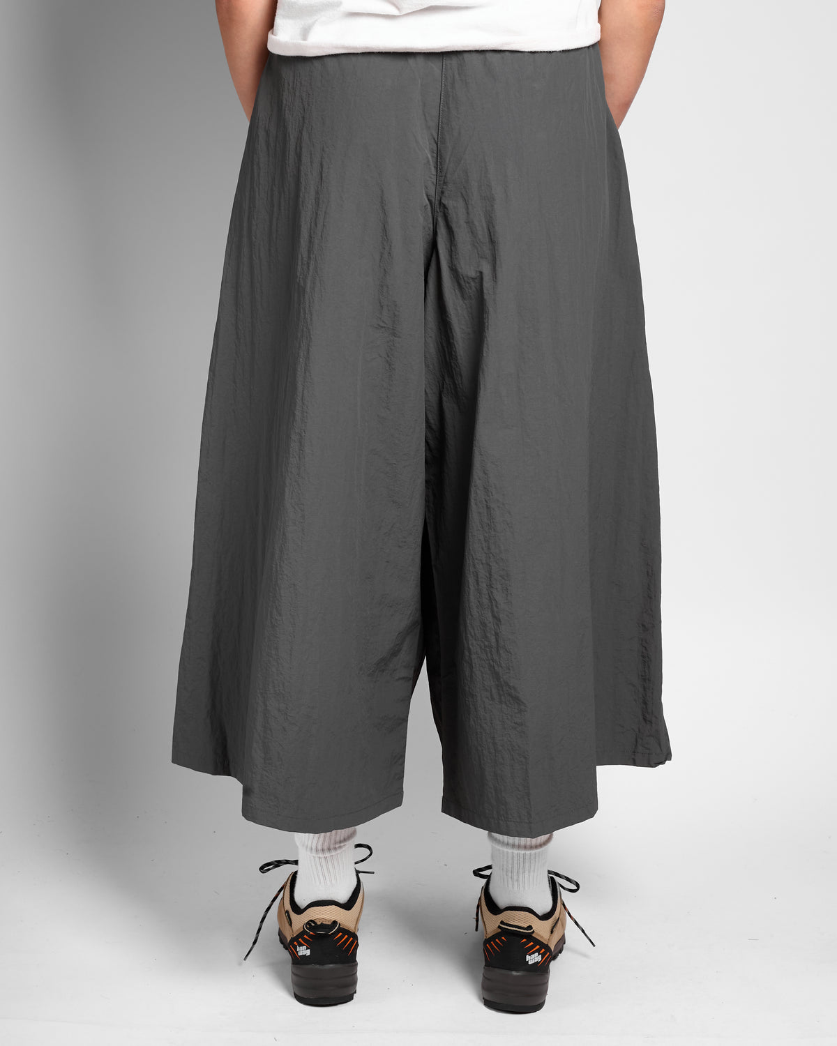 Woven Nylon Flare Pant in Carbon