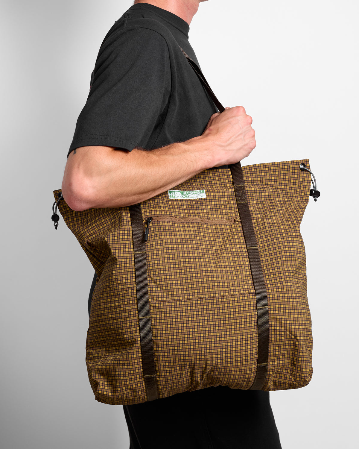 Utility Tote Bag in Brown Check