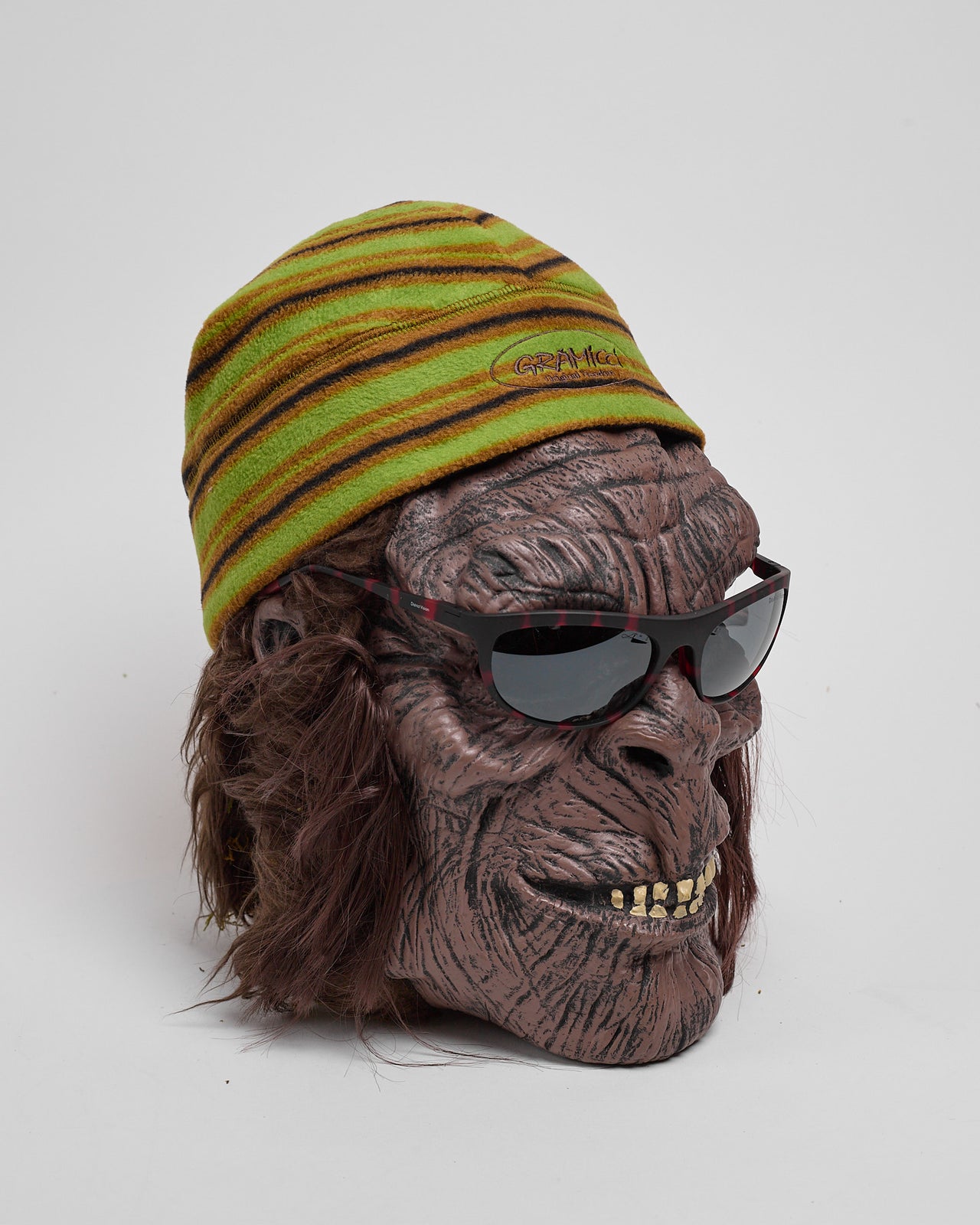 Thermal Fleece Beanie in Chartreuse Stripe