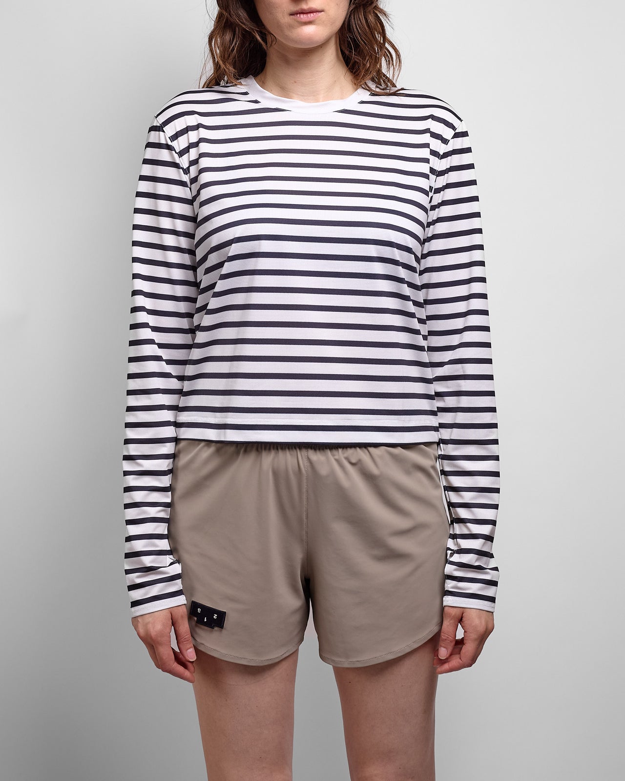 W's Striped LS in White and Navy