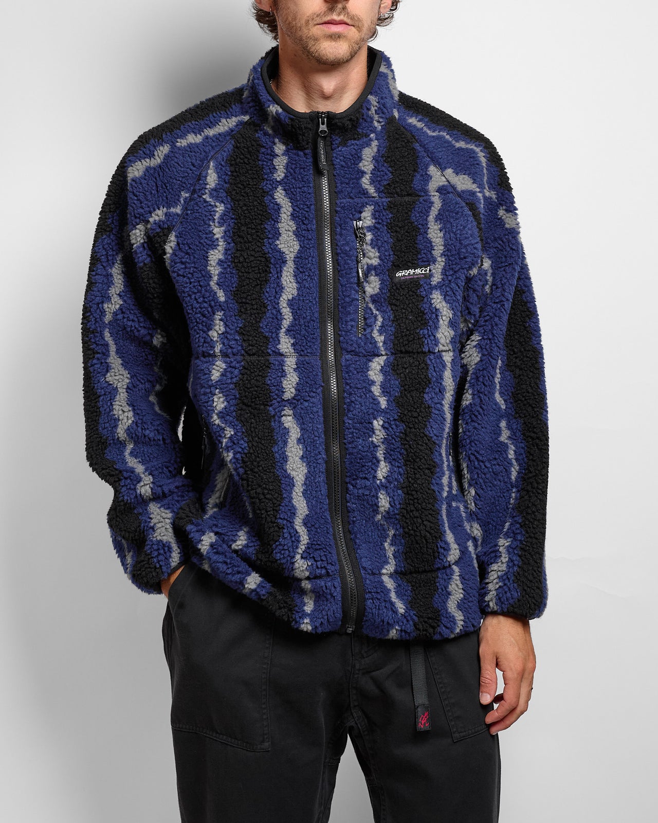 Ripple Sherpa Jacket in Navy Ripple