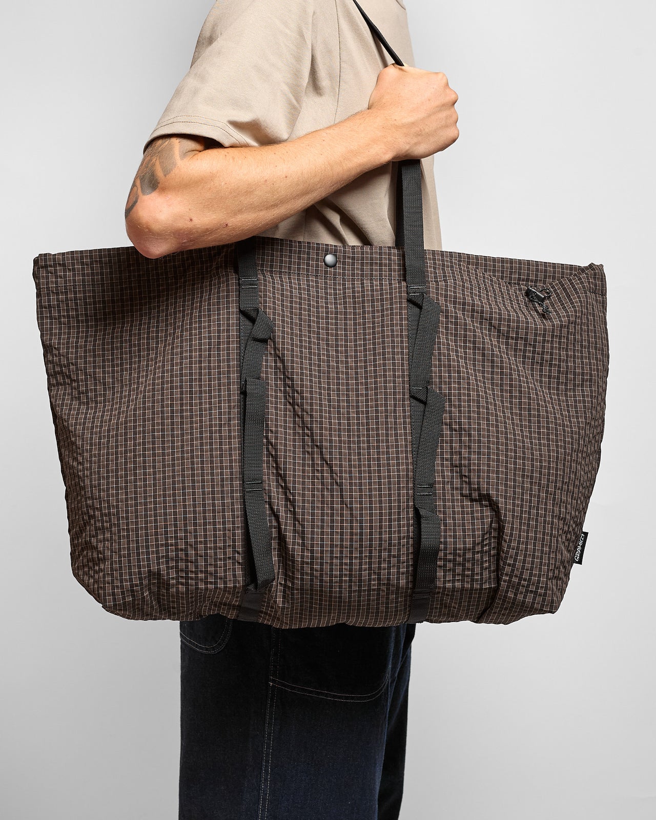 Plaid Climbing Tote in Deep Brown